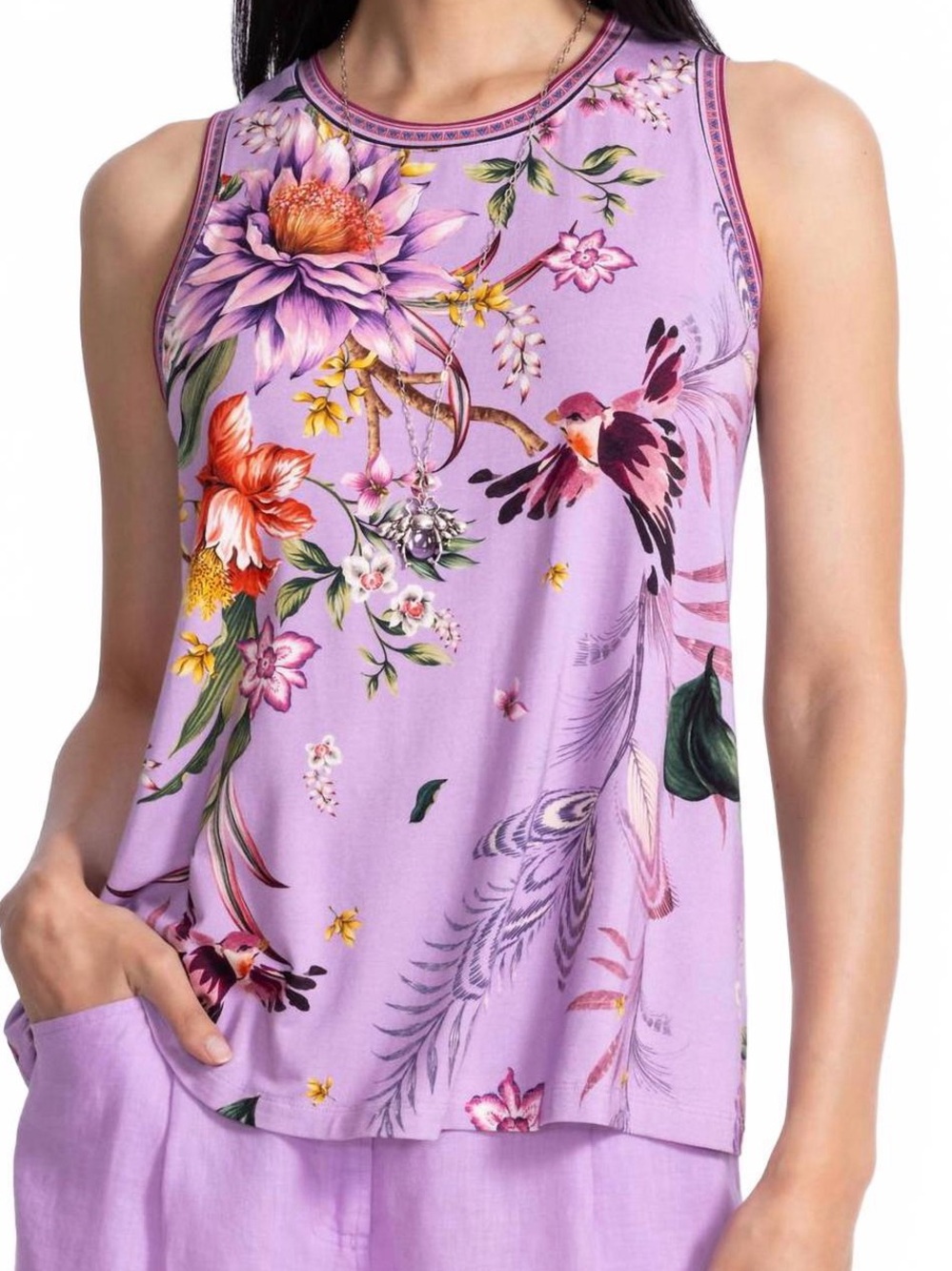 Johnny Was Janie Favorite Crew Neck Swing Tank Bohemian Floral 3X Festival